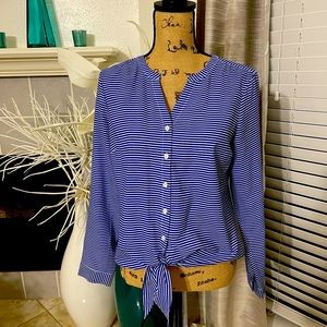 Talbots Blue and White Blouse